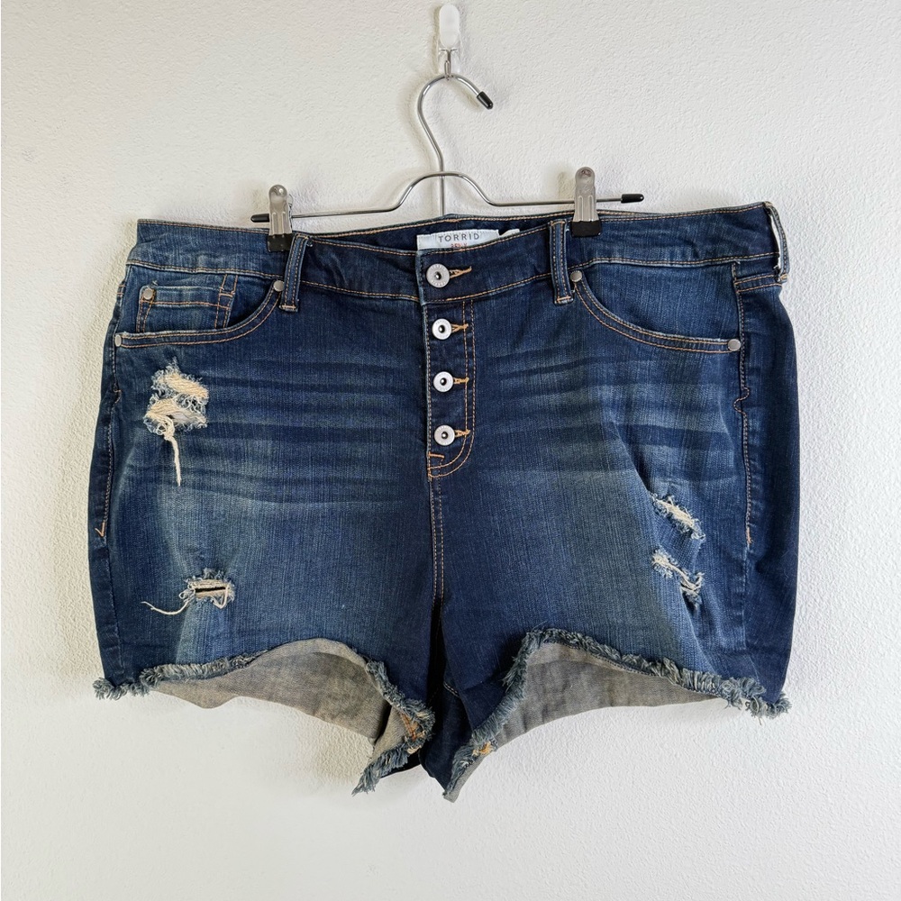 Torrid Women's Button-Fly Jean Shorts - Dark Blue